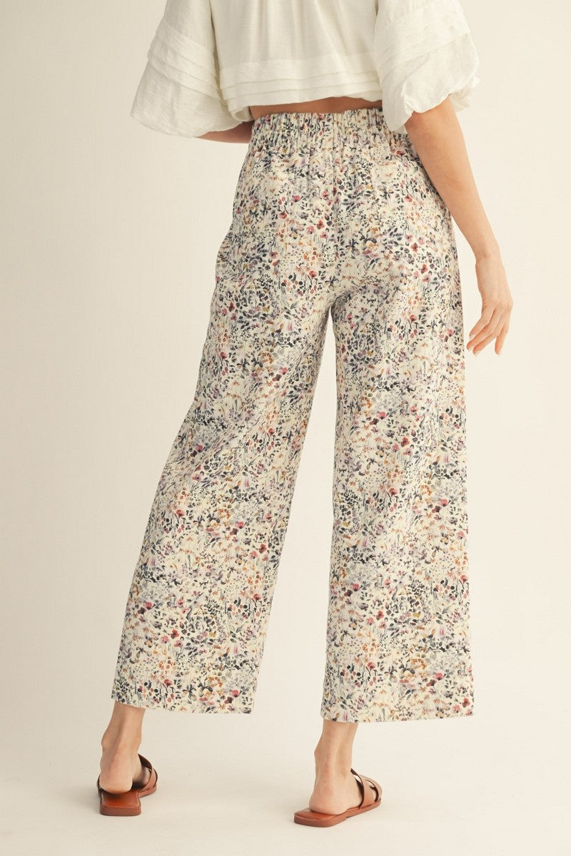 Wide Leg Floral Print Pants
