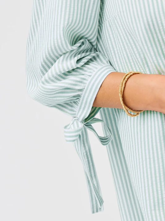 Lainey Dress | Seafoam + White Seersucker