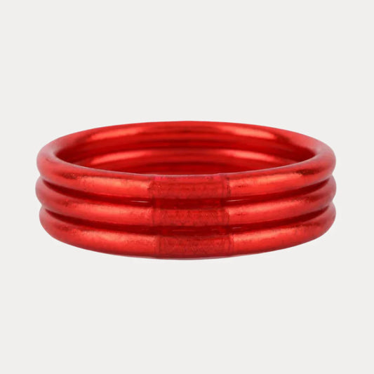 Crimson Red All Weather Bangle (Set of 3) Serenity Prayer