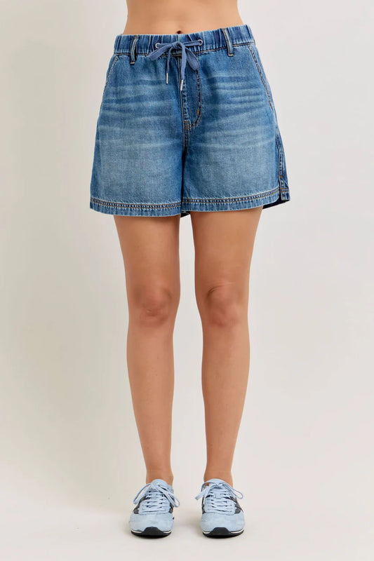 High Waist Featherweight Baggy Denim Short