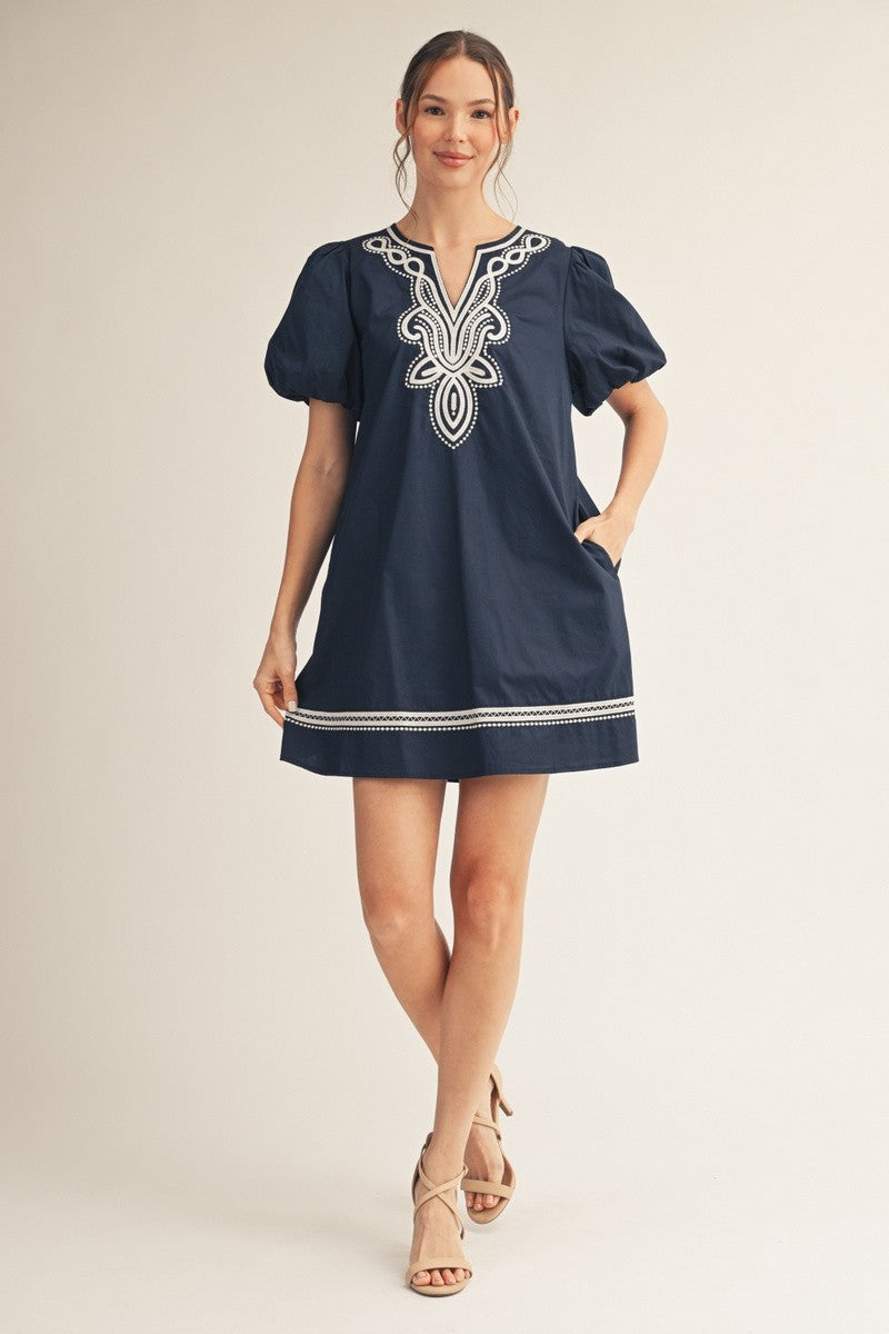 Embroidery Accent Shift Dress