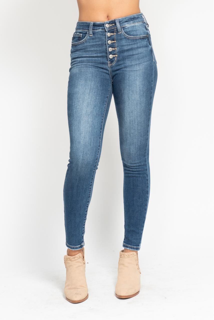 High Rise Button Fly Skinny Fit Jeans
