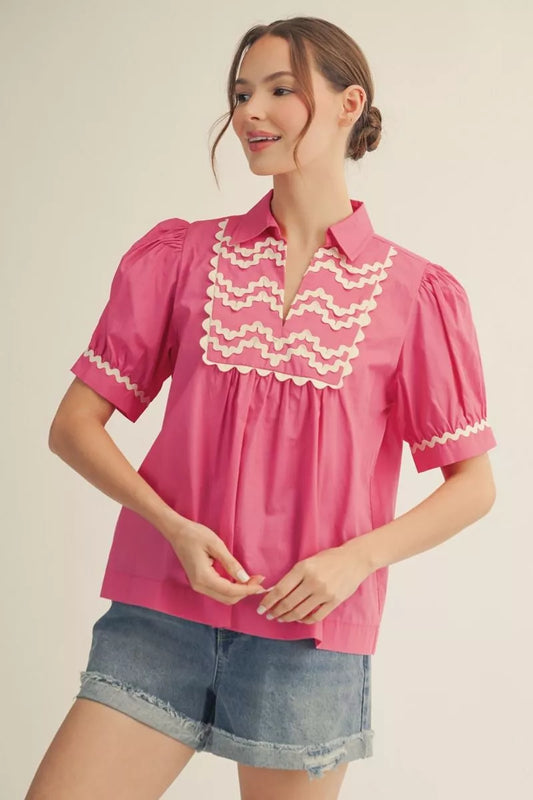 Ric-rac Trim Accent Solid Top