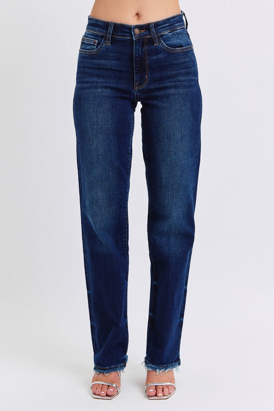 Midrise Straight Leg with Fray Hem