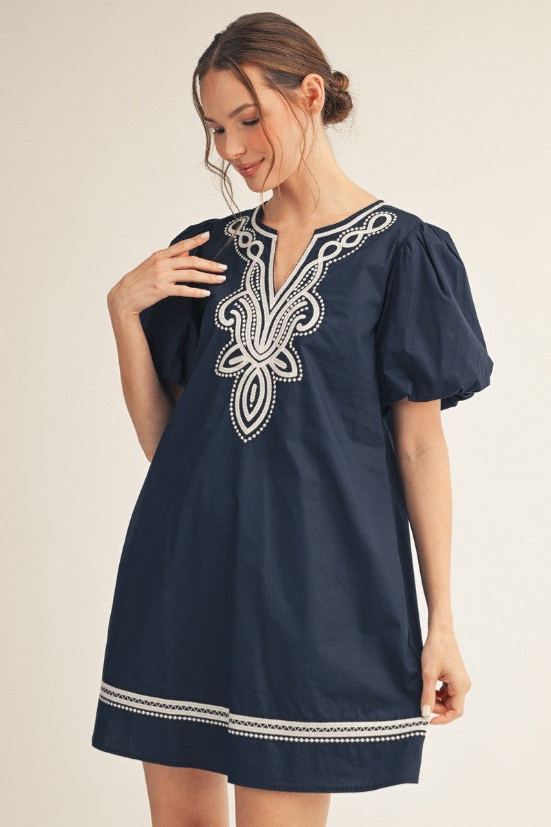 Embroidery Accent Shift Dress