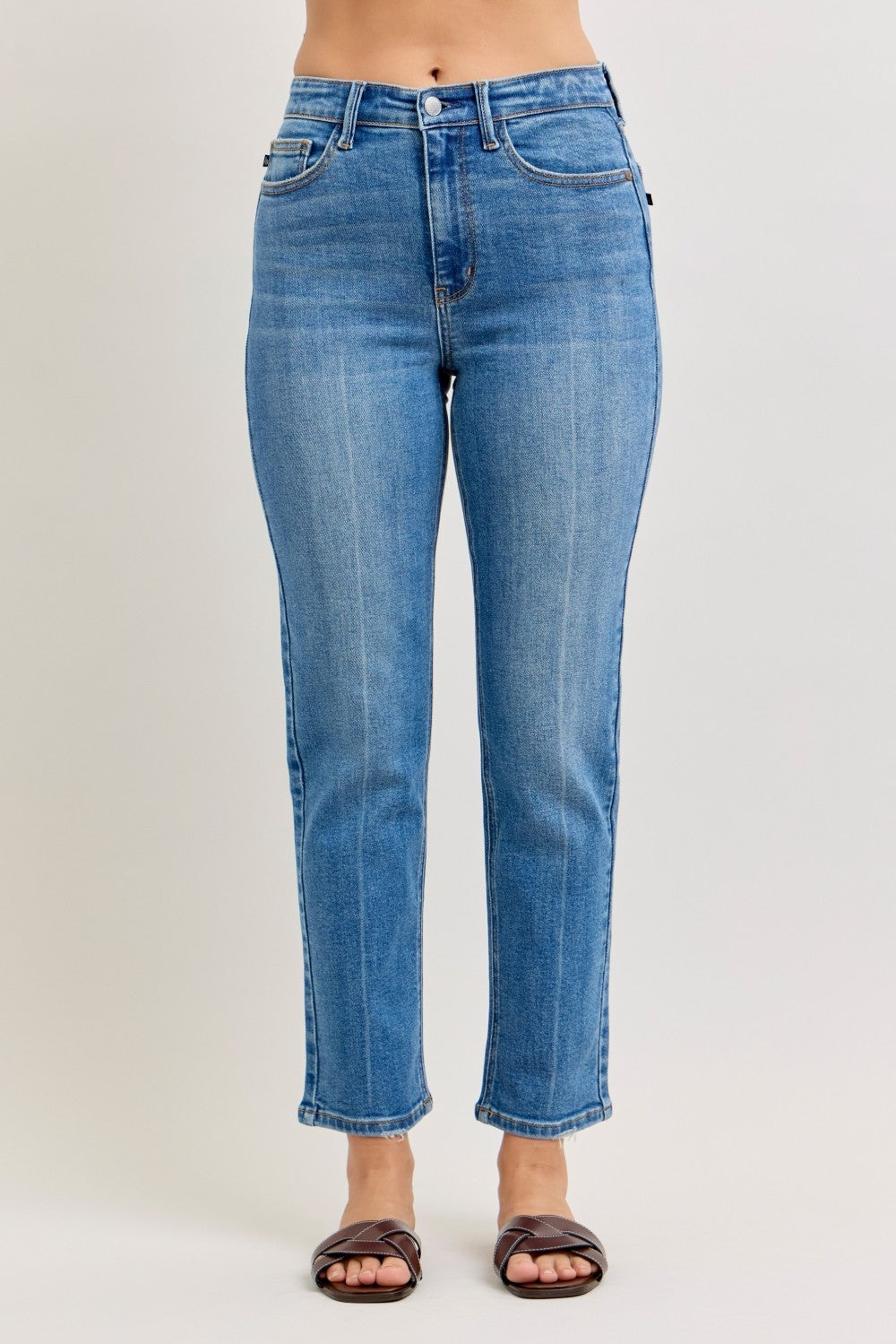 High Waist Ankle Straight Fit Jeans