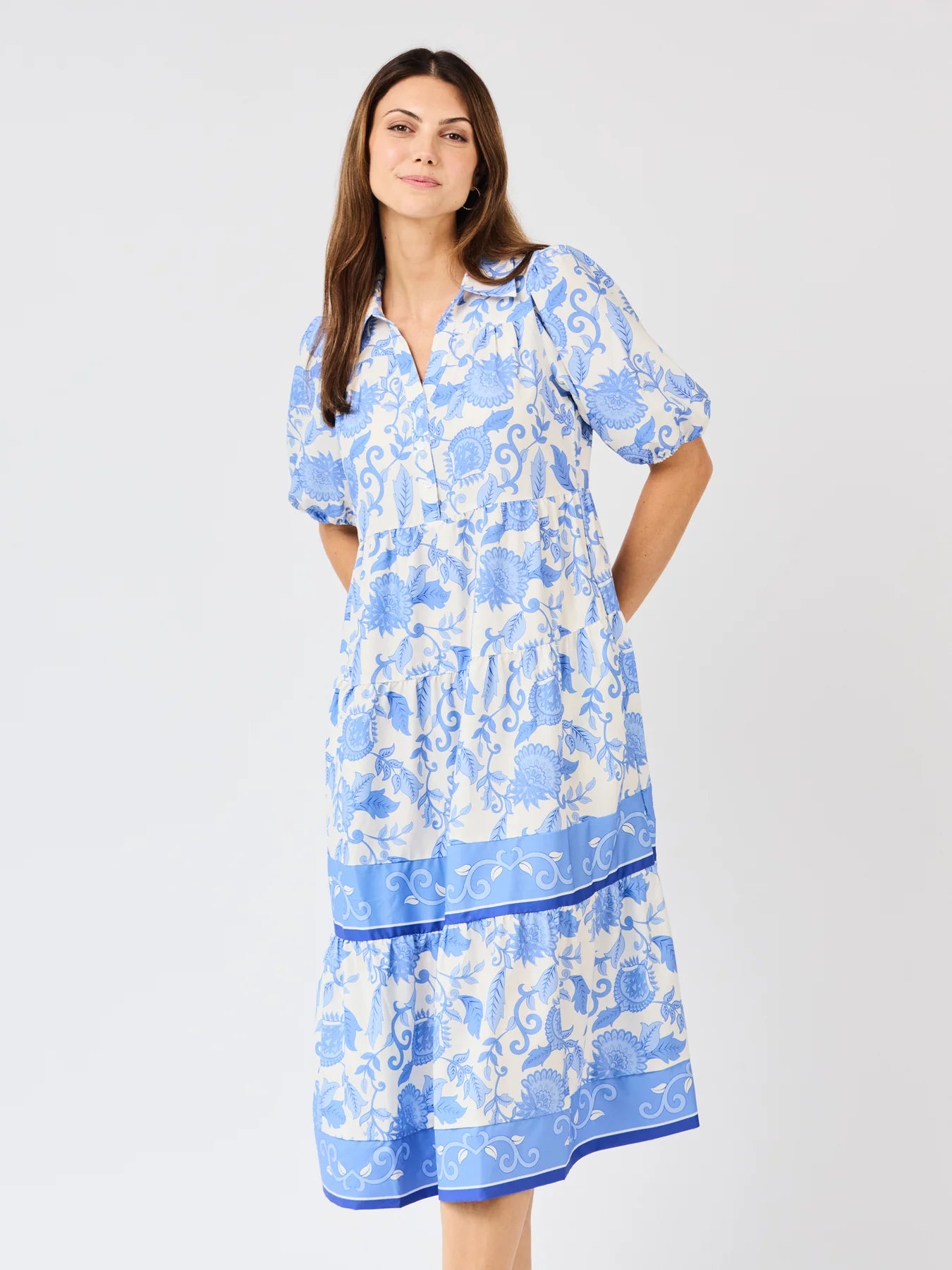 Plus - Eloise Dress | Porcelain Vines Blue