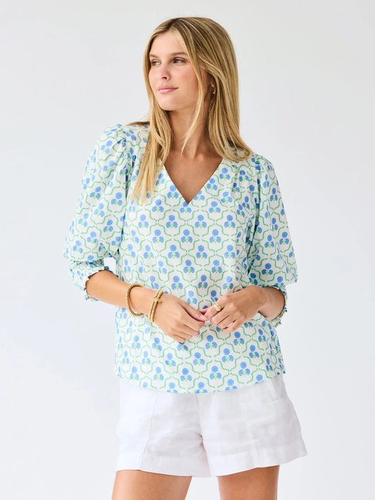 Ashlyn Top | Sweetbriar Lattice Blue