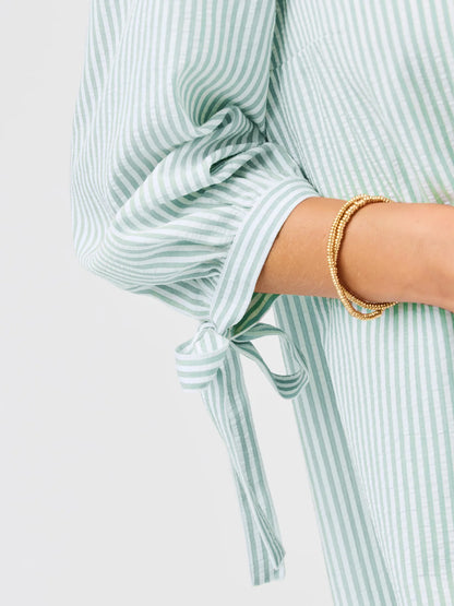 Lainey Dress | Seafoam + White Seersucker
