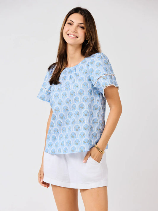 Tabby Top | Sunshower Flora Blue