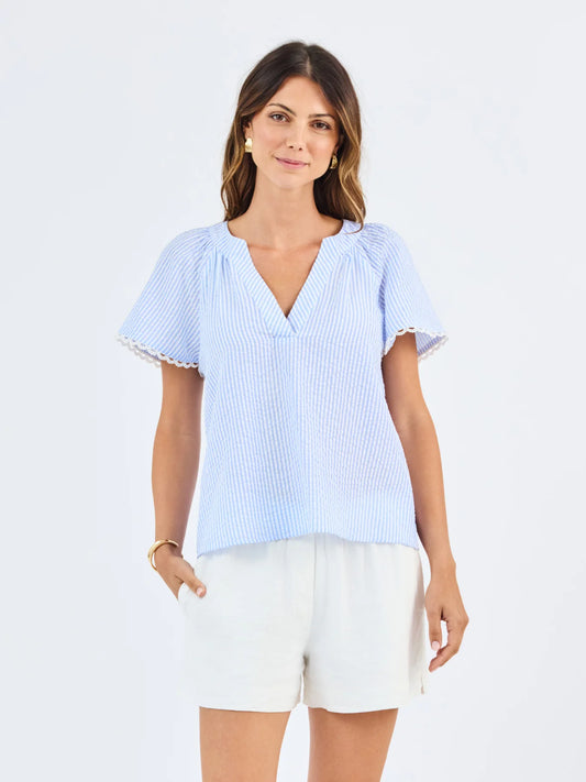Lori Top | Blue + White Seersucker