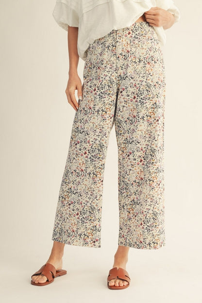 Wide Leg Floral Print Pants