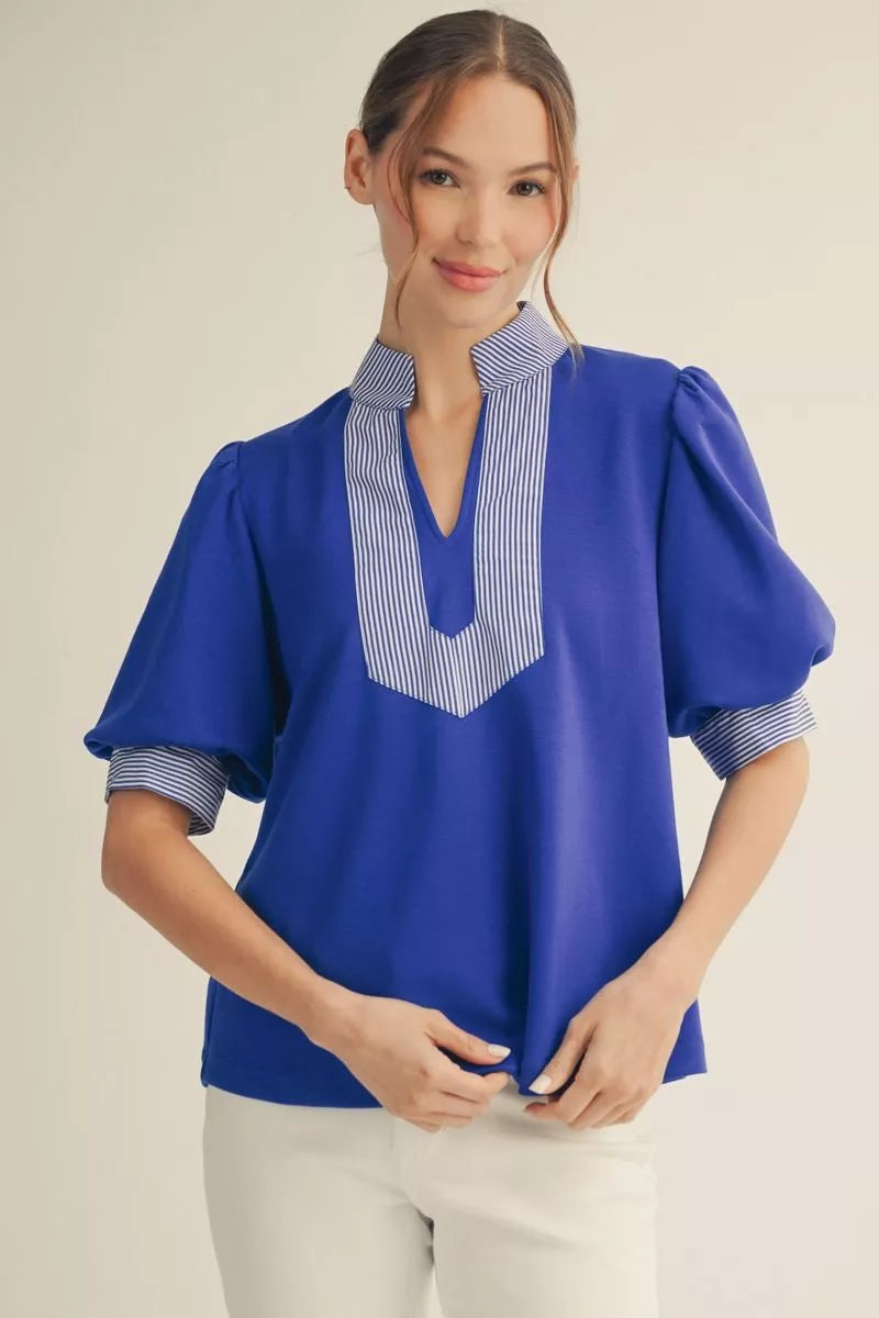 Stripe Contrast Accent Solid Top