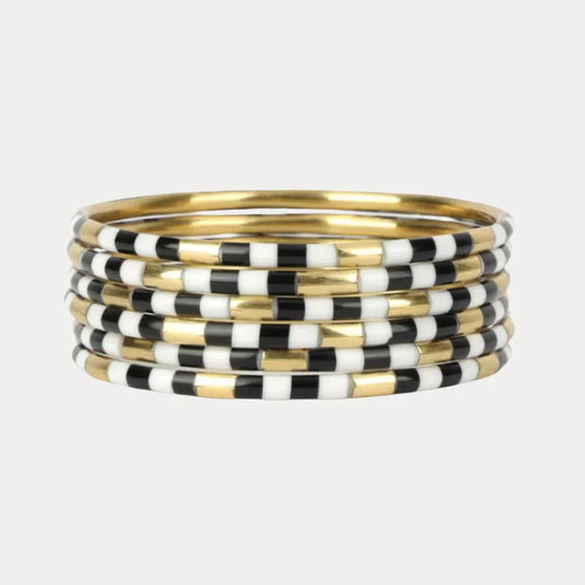 Black Enamel Veda Bangle (Set of 6)