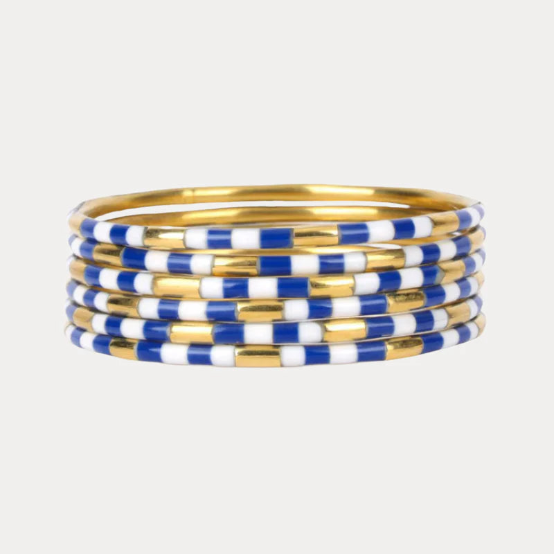 Blue/White Enamel Veda Bangle (Set of 6)