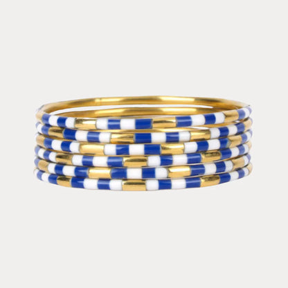 Blue/White Enamel Veda Bangle (Set of 6)