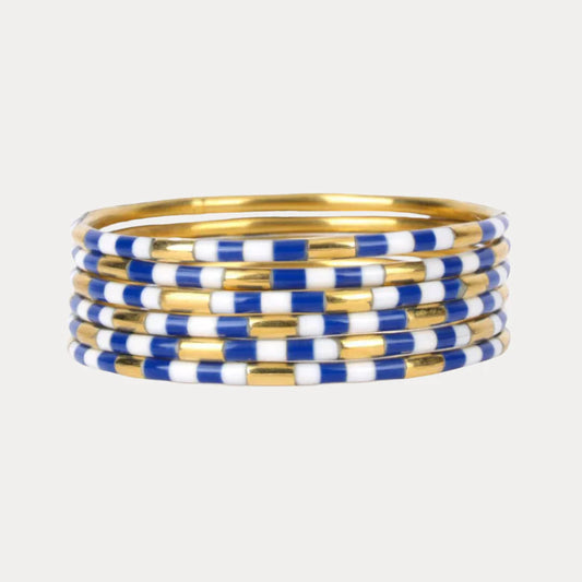 Blue/White Enamel Veda Bangle (Set of 6)