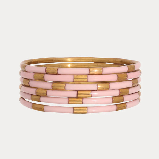 Ice Rose Enamel Veda Bangle (Set of 6)
