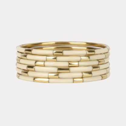 Ivory Enamel Veda Bangle (Set of 6)
