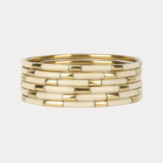 Ivory Enamel Veda Bangle (Set of 6)