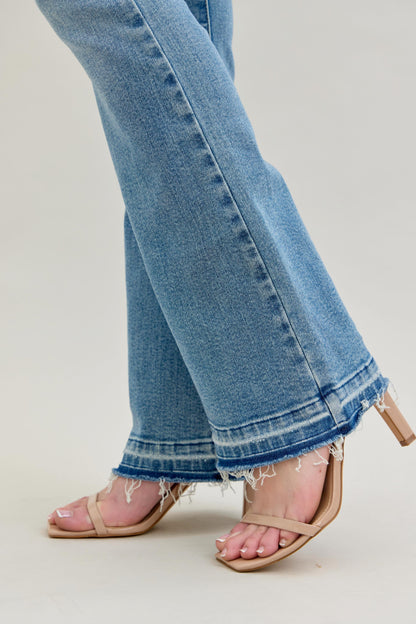 Midrise Destroy & Release Hem Bootcut Jeans