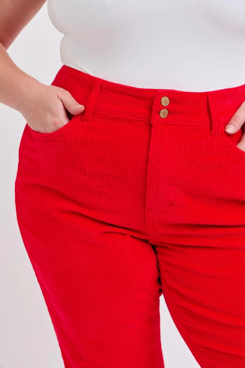 Plus High Waist Corduroy Trouser Wide Leg Pants