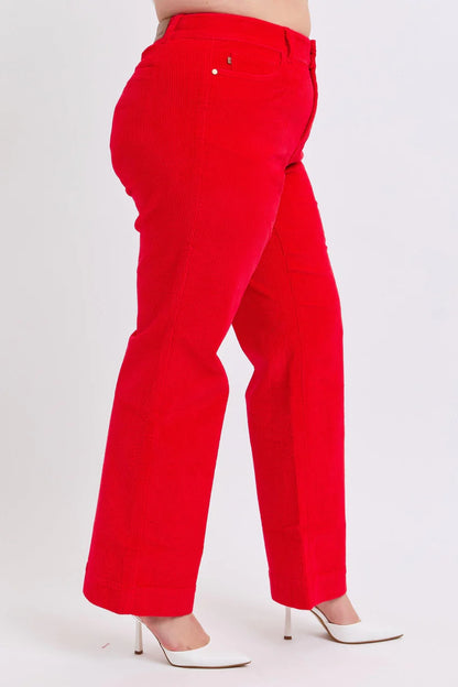 Plus High Waist Corduroy Trouser Wide Leg Pants