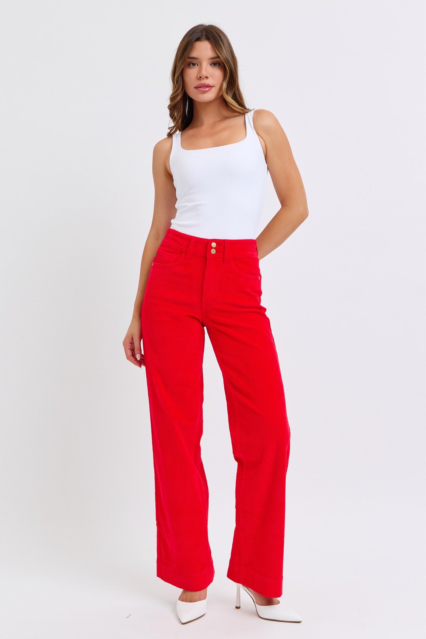 High Waist Corduroy Trouser Wide Leg Pants