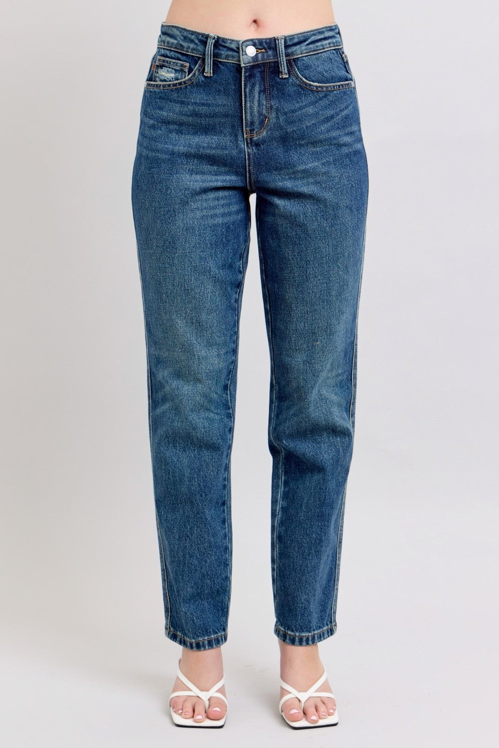 High Waist Rigid Magic Non-Destroy Straight Leg Jeans