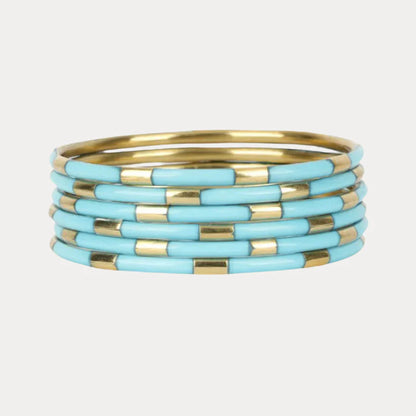 Turquoise Enamel Veda Bangle (Set of 6)