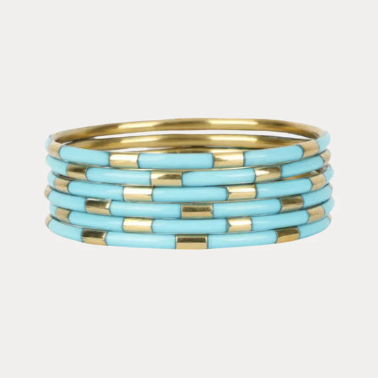 Turquoise Enamel Veda Bangle (Set of 6)