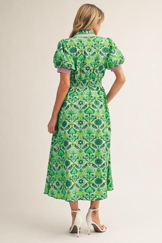 Boho Floral Print Midi Dress