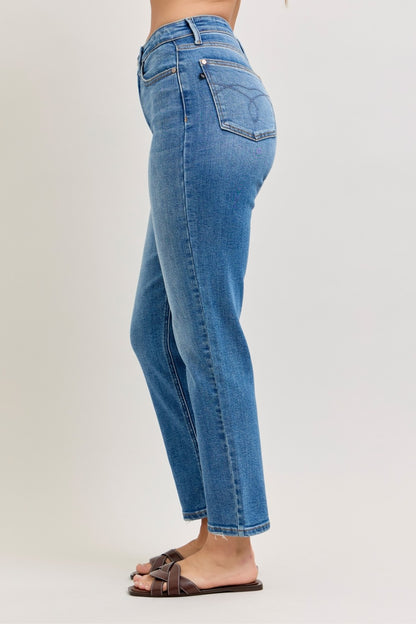 High Waist Ankle Straight Fit Jeans