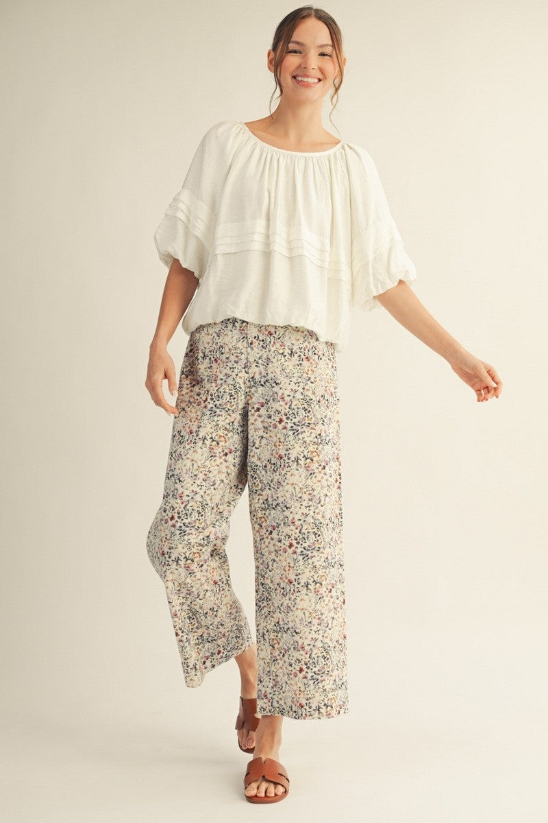 Wide Leg Floral Print Pants