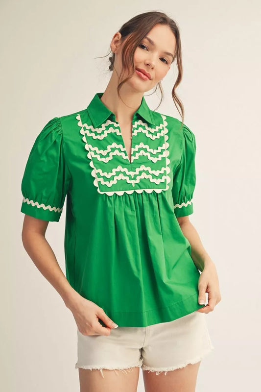 Ric-rac Trim Accent Solid Top