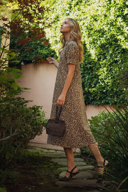 Leopard Print Woven Mini Dress