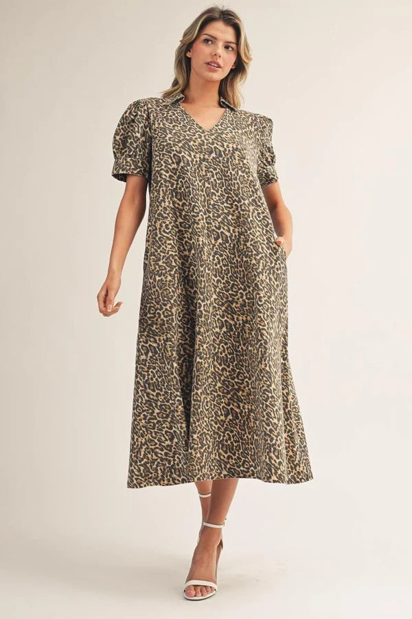 Leopard Print Woven Mini Dress