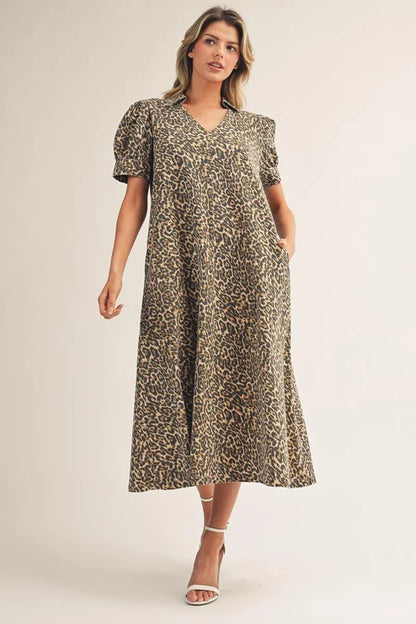 Leopard Print Woven Mini Dress