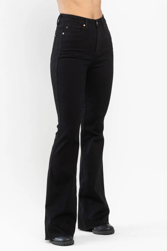 High Waist Tummy Control Flare Jeans | Black