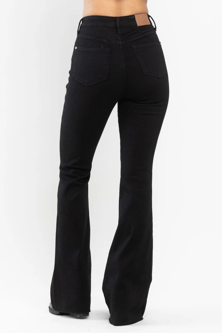 High Waist Tummy Control Flare Jeans | Black