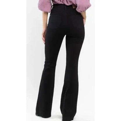 Plus High Waist Tummy Control Flare Jeans | Black